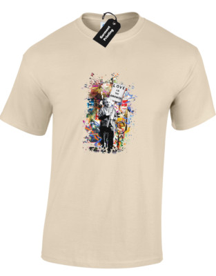 LOVE IS THE RESPONSE BANKSY HERREN T-SHIRT URBAN ARTIST PROTEST REBELLION