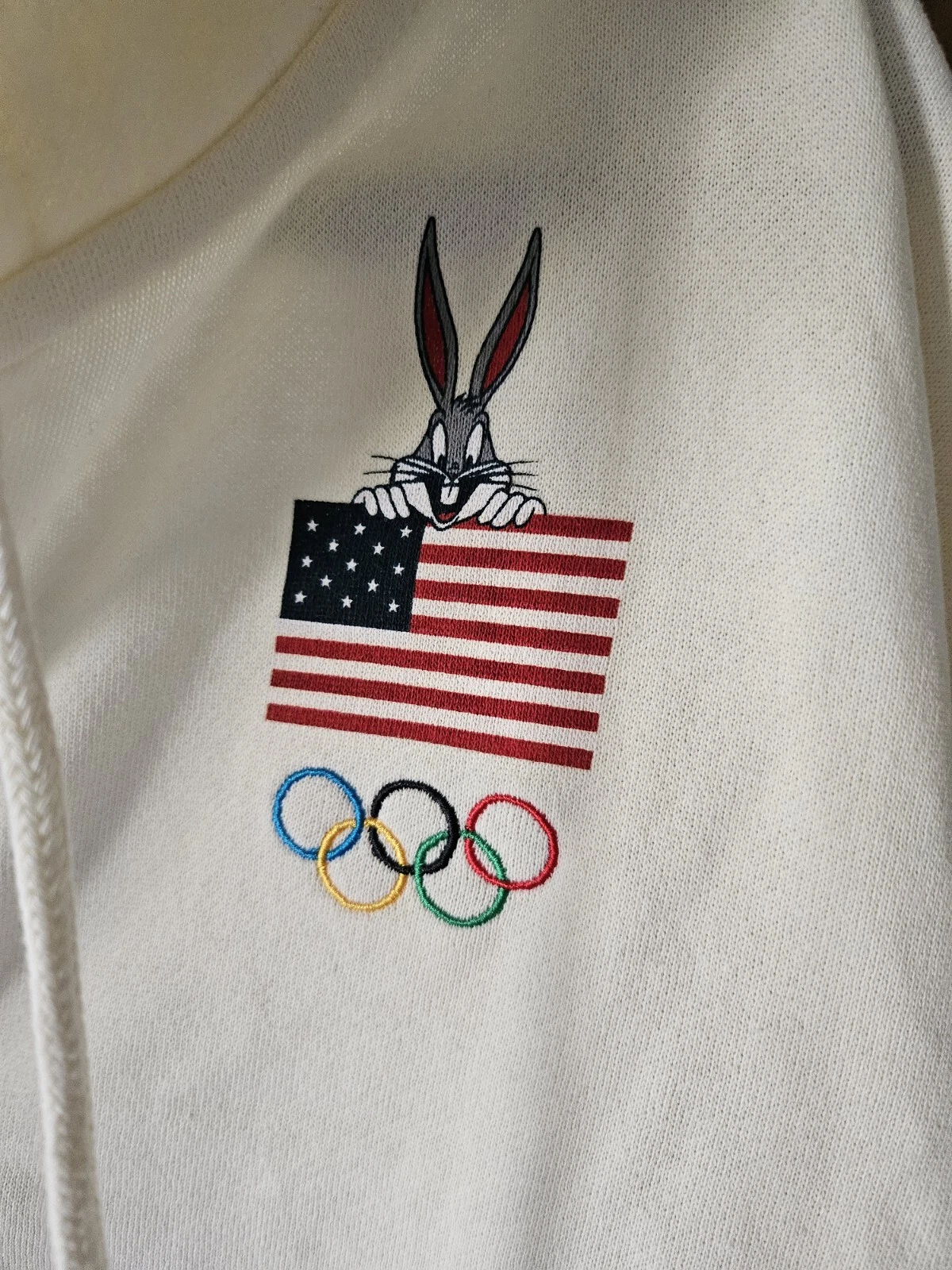 OFF WHITE Felpa con cappuccio donna Looney Tunes X Team USA zip taglia XL