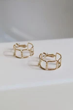 Textured Thin Square Wired Mini Hoop Earrings Korean Fashion Jewelry Minimalism 