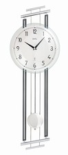 AMS 5314 Wanduhr Pendeluhr Funkpendeluhr Glas Metall-Holzstäbe kombiniert