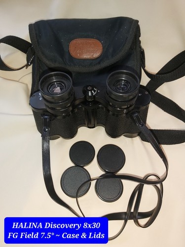HALINA Discovery 8x30 Binoculars+ Lids +Soft Case & Straps Wide Angle F=7.5° VGC - Picture 13 of 23