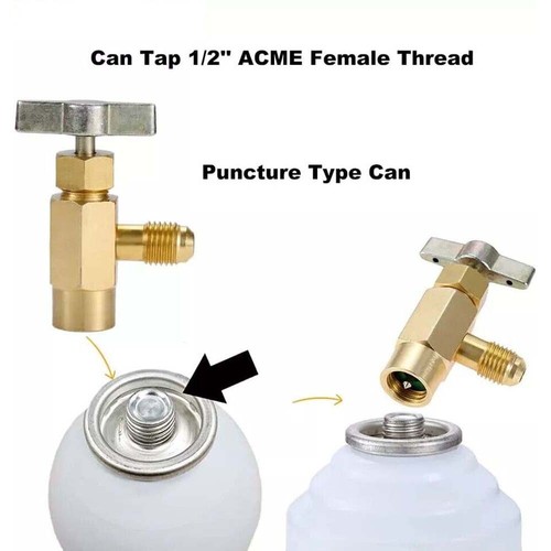 HVAC AC Can Tap Valve Refrigerant Dispenser Tank Adapter 1/4 Freon hose Self Kit - Picture 5 of 15