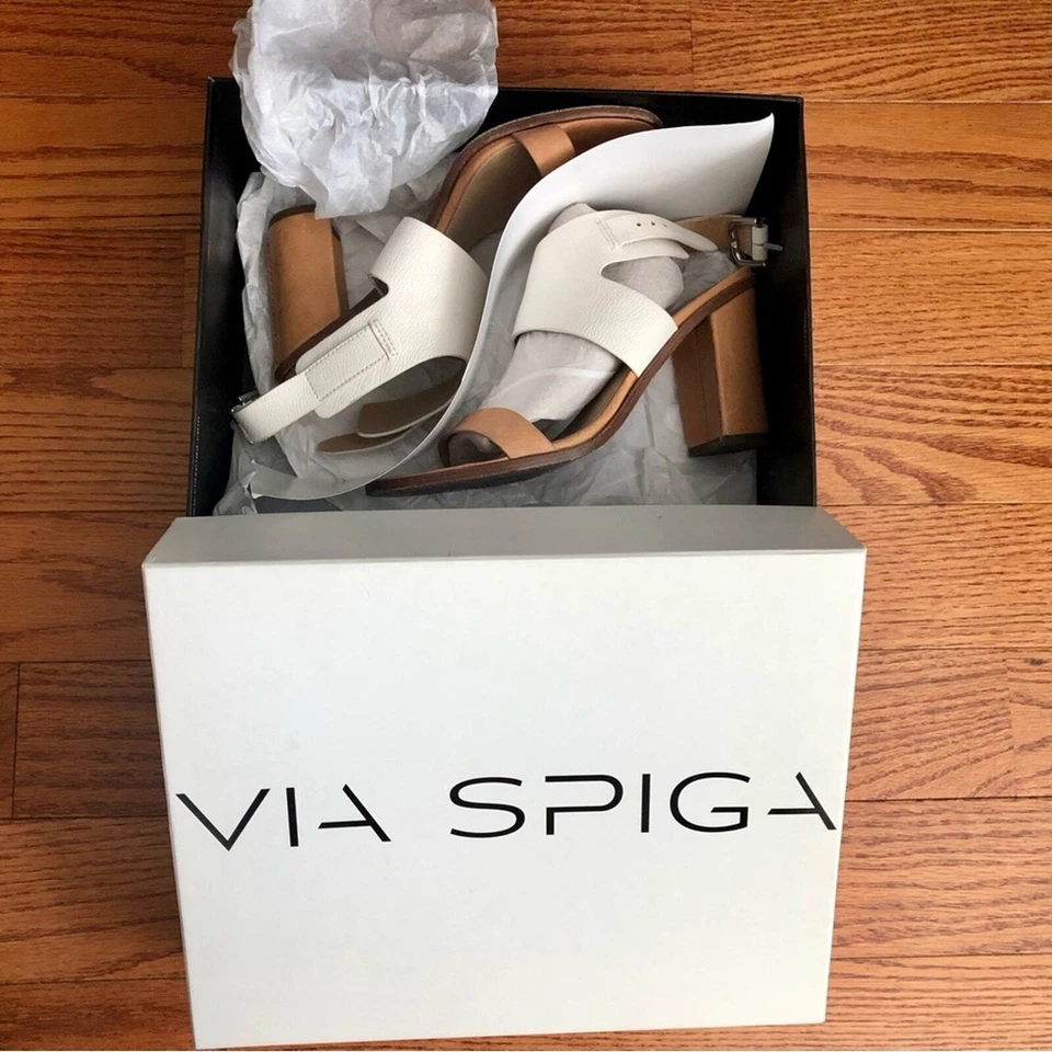 Sandalias informales con correa al tobillo VIA SPIGA V-Belia RARAS blancas naturales para mujer talla 8 Foto 3 de 4