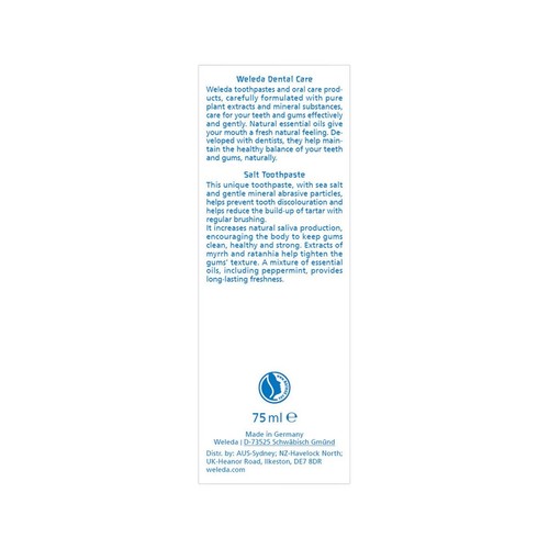 6 x Weleda Oral Care Organic Toothpaste Salt 75ml Salty Peppermint Flavour - Picture 5 of 5