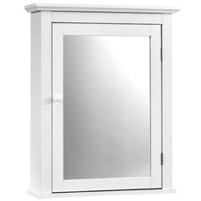 Bathroom Mirror Cabinet Wall Mounted Adjustable Shelf Medicine Storage-White - C
