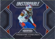 Tremaine Edmunds 2020 Panini Prizm Football Unstoppable Insert Chrome Card #4