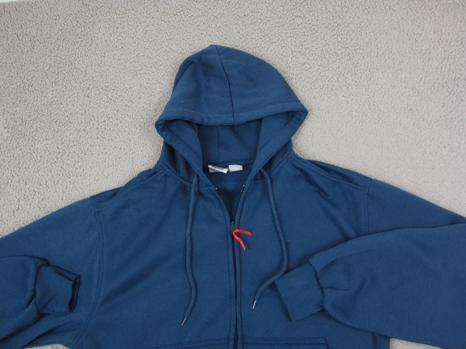 Vintage Franklin Hoodie Adult Large Blue Full Zip Fleece Sweatshirt Mens 90s - Image 2 of 4