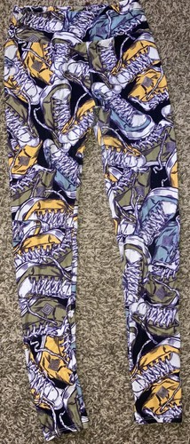 2 pair Lularoe leggings~One size~stretch blue floral & Sneakers 👟 Shoes Pants - Picture 3 of 5