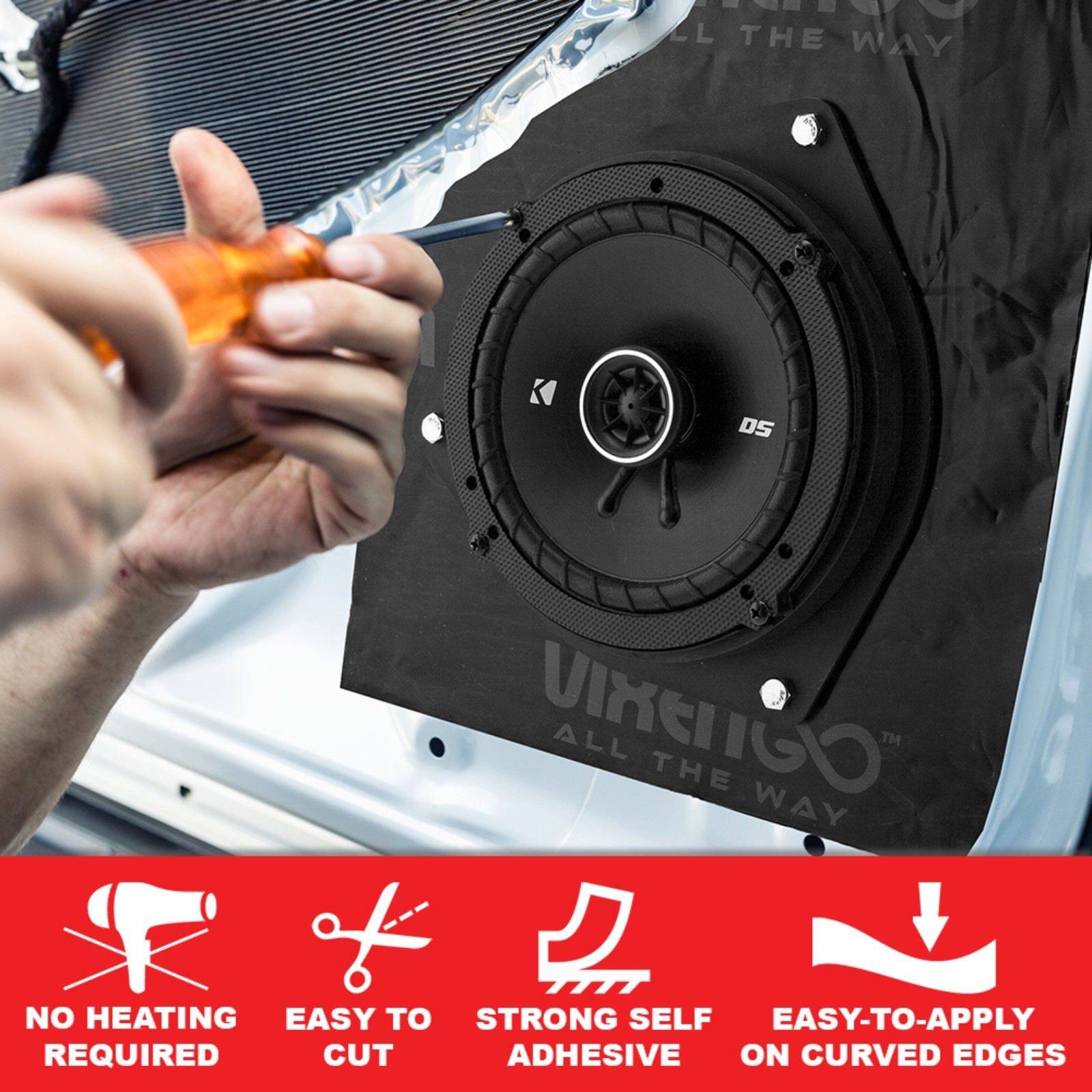 KICKER 51KSC41004 CAR AUDIO 4"X10" 2-WAY KS SPEAKERS W/SOUND DEADENING KIT PAIR