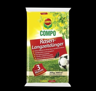 Compo Rasen-Langzeitdünger 20kg Rasendünger 800 m² Feingranulat NPK Soforteffekt