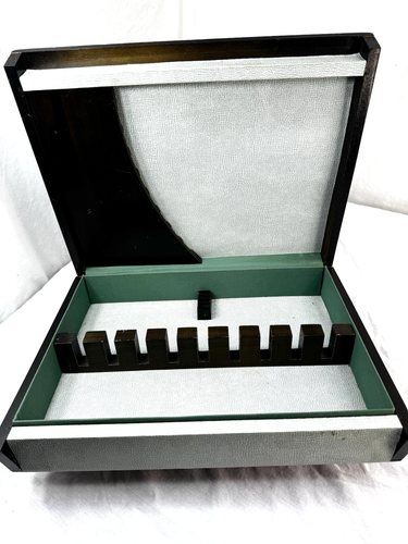 Vtg Wooden Flatware Storage Chest Box Case Brown Green Silverware 15x12" Read FS - Picture 3 of 16