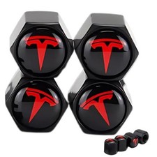 TACTILIAN Red Tire Valve Stem Caps for Tire Valve Stem Caps 4 Pack Tesla Red