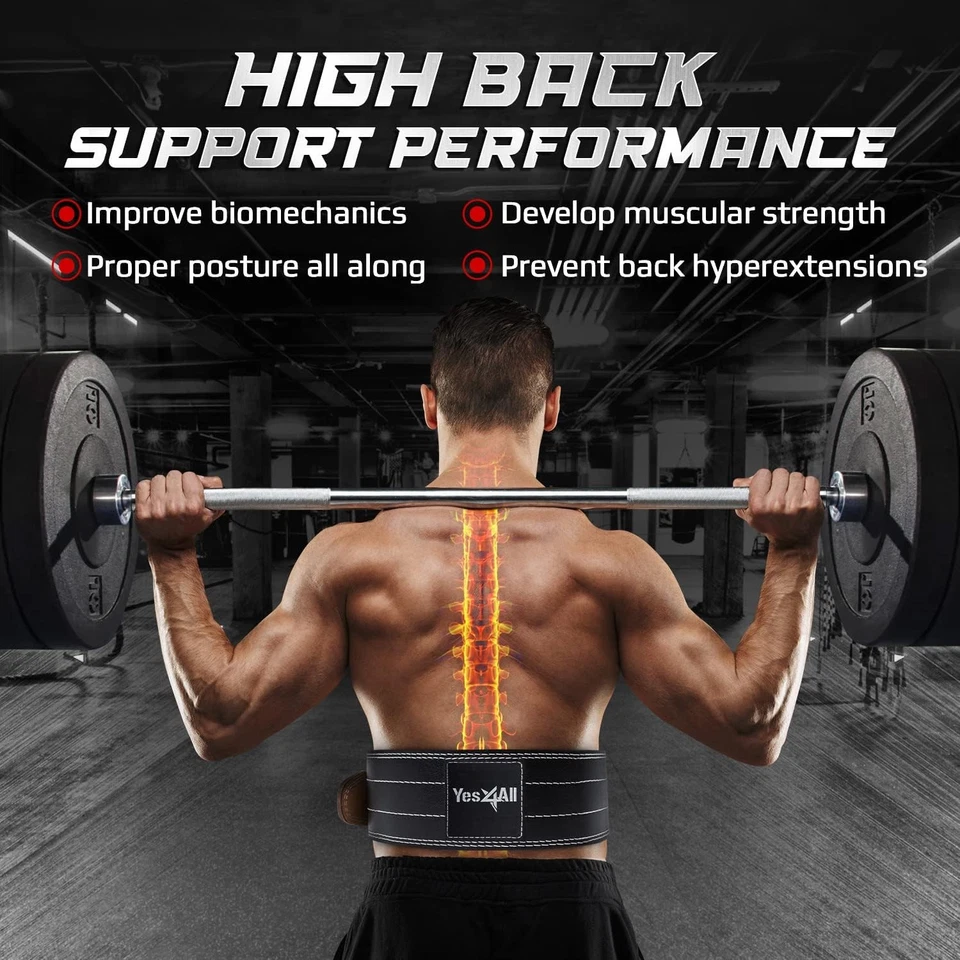 Cinturón de levantamiento de pesas de cuero Yes4All - Premium 100 % genuino mediano, mediano  Foto 4 de 4