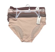 DANSKIN WOMEN ORGANIC COTTON BIKINI PANTIES XL 5 PACK SEAMLESS SOLID SUPER SOFT