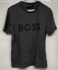 Hugo Boss Mens Gray Cotton Short Sleeve Crew Neck Graphic T-Shirt Size S