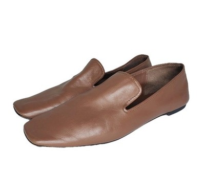 Everlane The Day Loafers Brown Nappa Leather Flats Shoe Womens 10 Square Toe