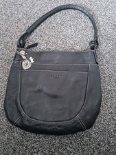 RADLEY BLACK LEATHER  SMALL SHOULDER STRAP BAG WITH METAL TAGS