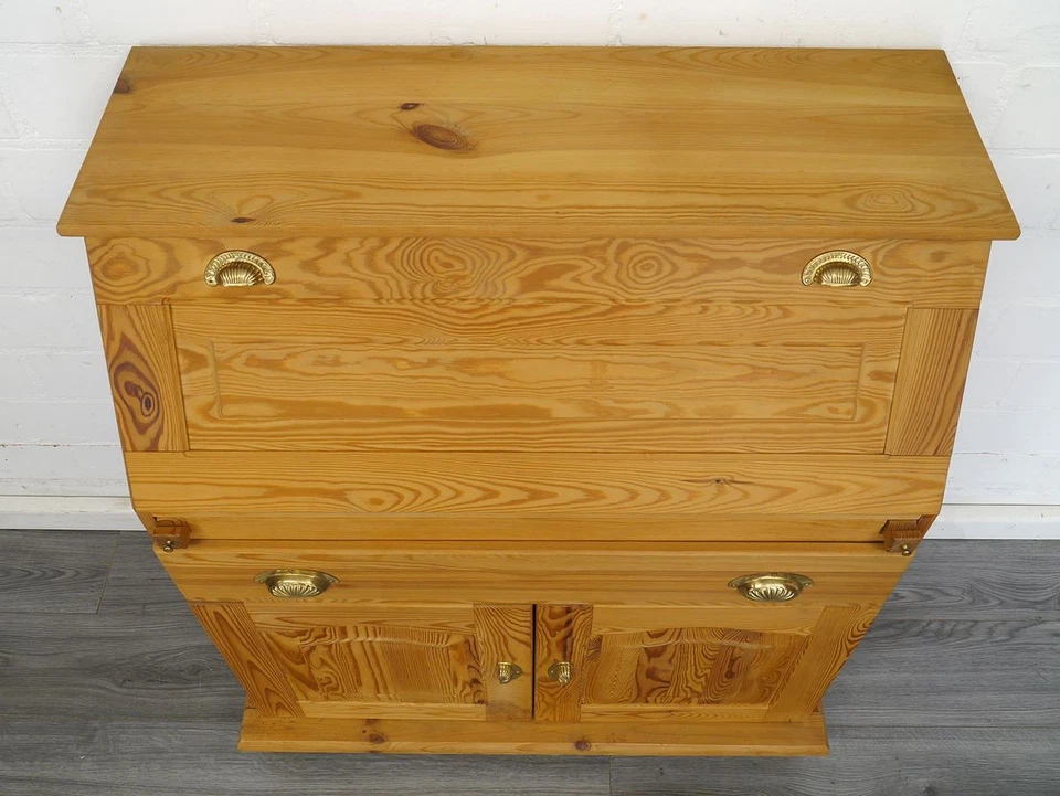 Schreibsekretär aus Weichholz massiv, Schreibschrank 2-türig B: 92 cm -11831- - Bild 4 von 4