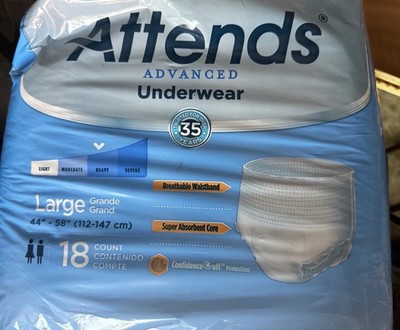Attends Advanced Underwear, Large (44 -58 ), 18 Count   Moderate Absorbency