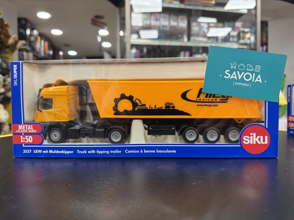 SIKU 3537- modellino 1:50 - CAMION LKW CON RIMORCHIO RIBALTABILE-NUOVO-SIGILLATO - Immagine 2 di 4