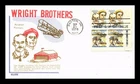 DR JIM STAMPS US COVER WRIGHT BROTHERS AVIATION PIONEER AIR MAIL FDC BLOCK