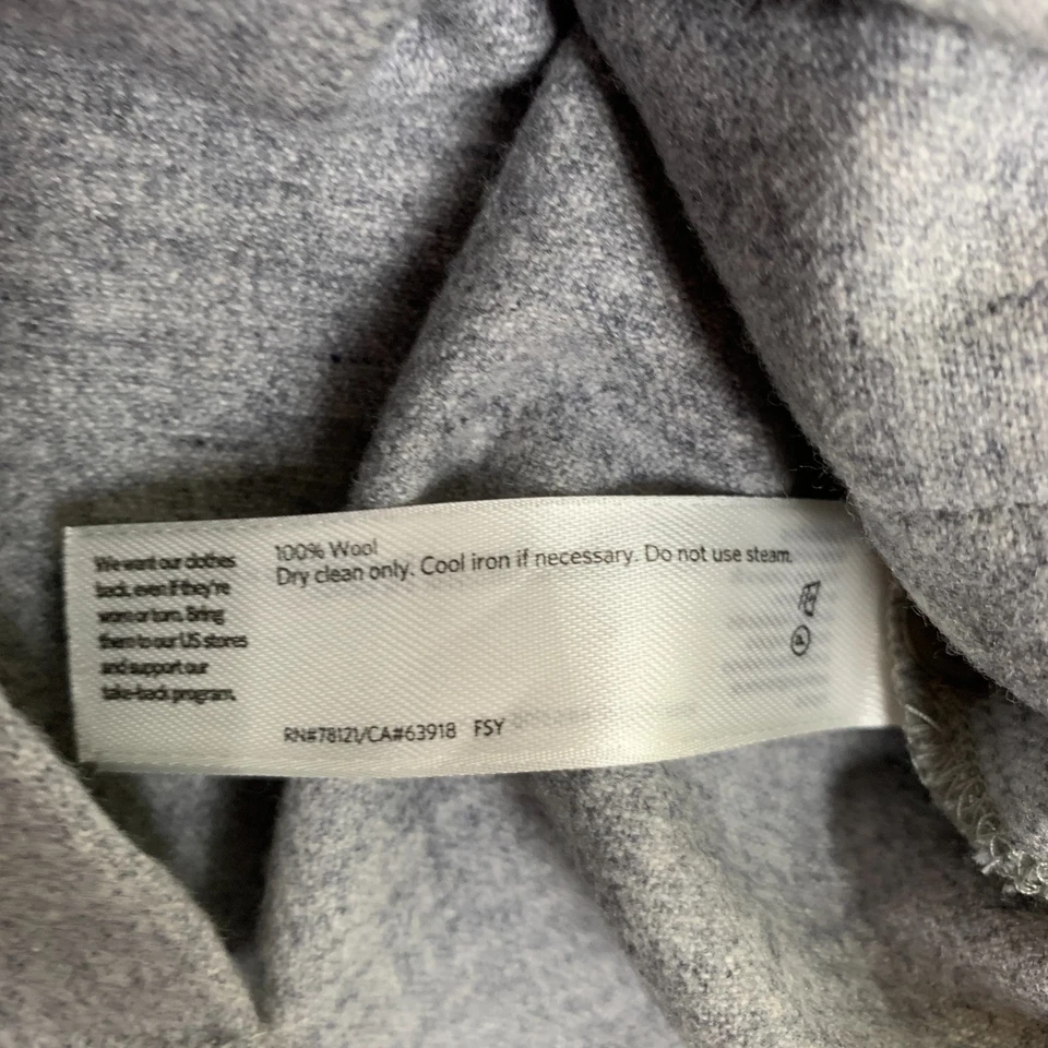 Camisa Eileen Fisher Suave Lana Franela Cuello Mandarín Mujer XS Gris Manga Larga Foto 3 de 4