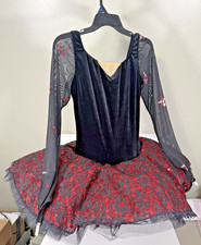 Revolution Ballet Costume   Adult LRG Black/Red Sequins, Stiff 6-Layer Net