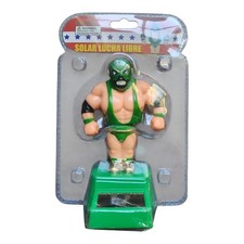 Lucha Libre Solar Dancing Wrestler Figurine 4.5    Solar Powered Bobble Toy   Gr