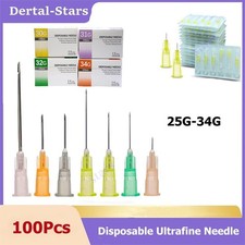 100Pc Disposable Ultrafine Needle Painless Injection Piercing Needle Syringe Tip