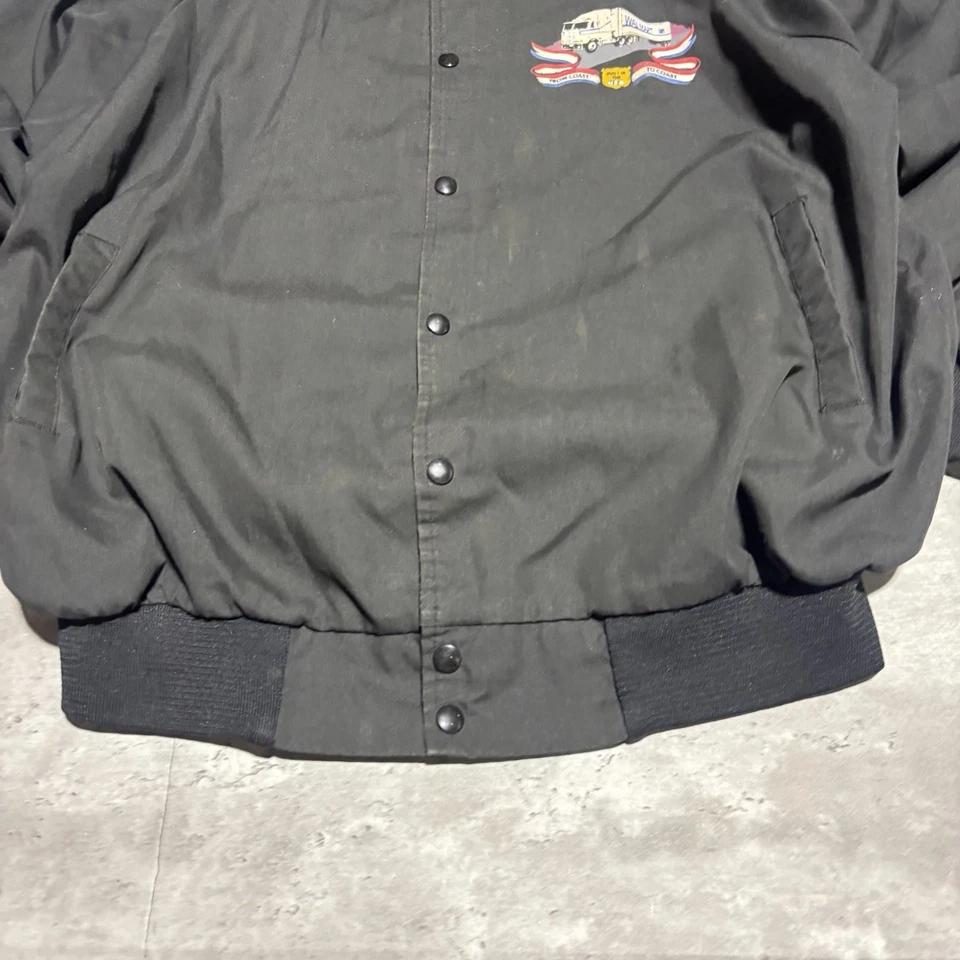 Chaqueta de bombardero Walmart vintage para hombre XL negra botón a presión camionero cortavientos* Foto 4 de 4
