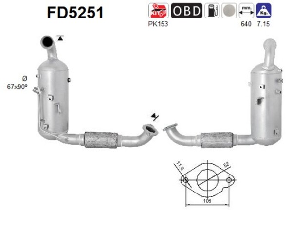 DPF RußPartikelfilter Dieselpartikelfilter AS FD5251 Cordierit FüR Ford Tourneo-image