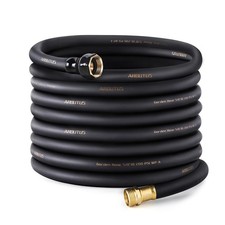 75FT Garden Hose Black Heavy Duty Brass connector Rubber Water Burst Pressure