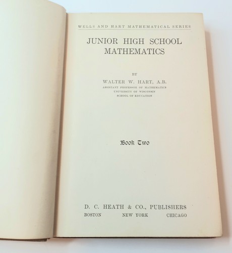 Junior High School Mathematics Book Two by Walter Hart 1922 | eBay