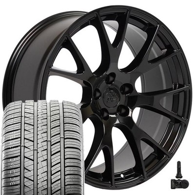 Staggered 20in Black 2528 Wheels & Tires Fit Dodge Charger Challenger