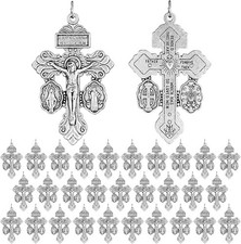 30 Pcs Catholic Crucifix for Rosary Making Bulk 2.2 Inch Cross Charms Pendant...