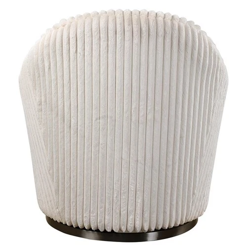 Uttermost Crue Wood Stainless Steel and Fabric Swivel Chair in White - Picture 5 of 10