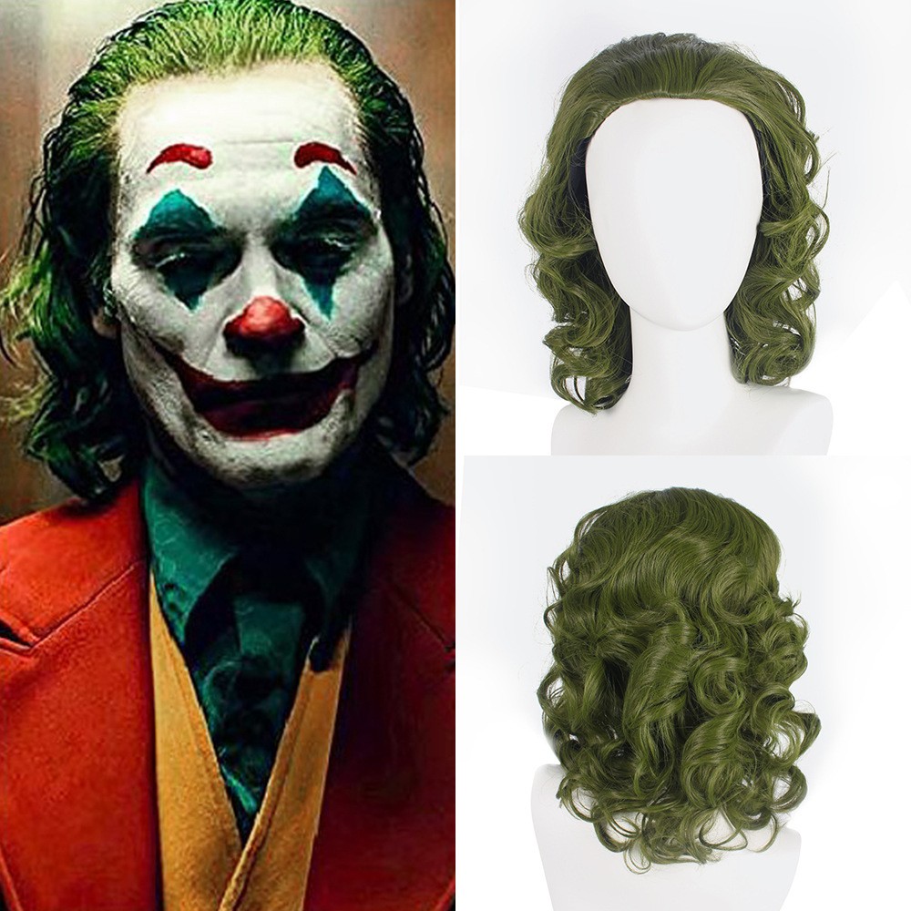 Peluca de disfraces Joker Arthur Fleck Joaquín Phoenix cabello rizado Halloween hombres adultos