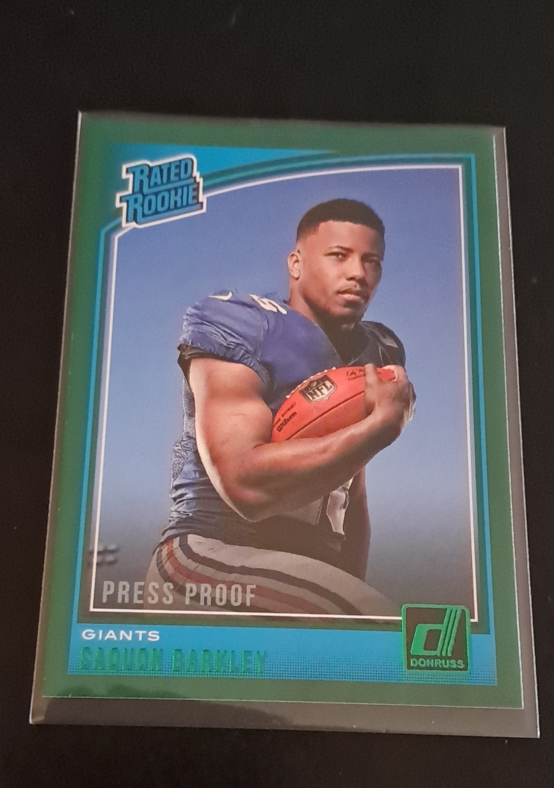 2018 Panini Donruss - Rated Rookie Saquon Barkley #306 Press Proof Green (RC)