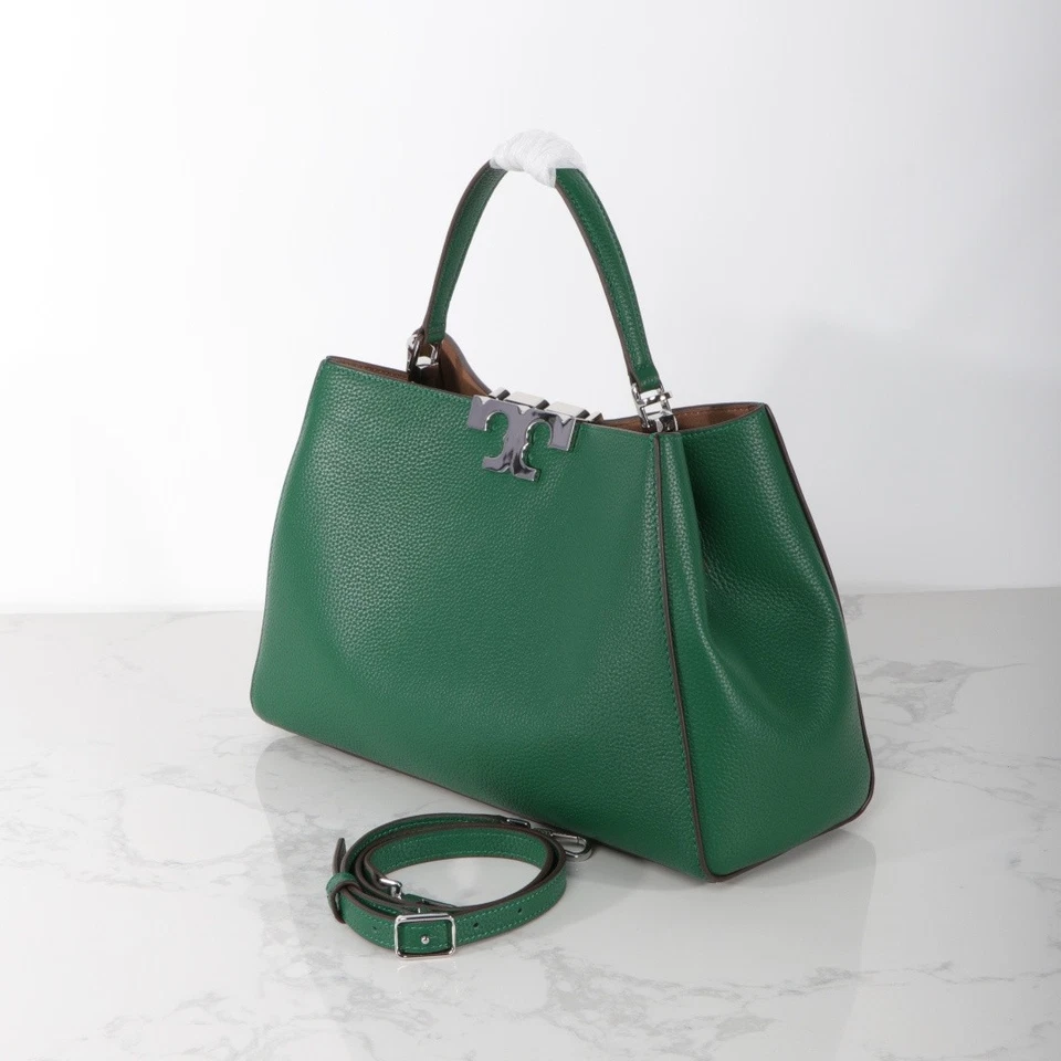 Bandolera Tory Burch Eleanor Slim 174980 Cuero Verde Plateado Nueva con Etiquetas Foto 3 de 4