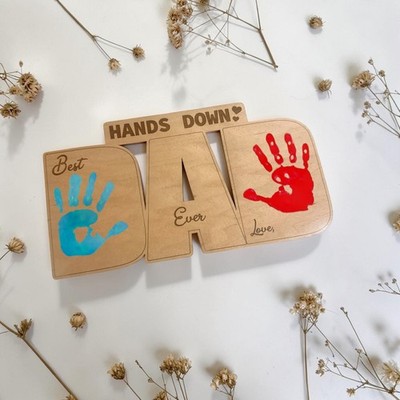 Personalisierte Handabdruck Plakette Geschenk, Kinder malen für Papa, Vatertag Geburtstag 