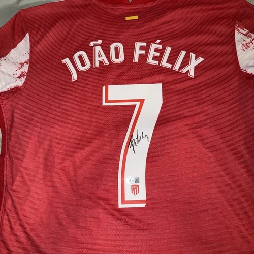 Joao Felix Signed Atletico Madrid Home Soccer Jersey #7 with Beckett COA XXL