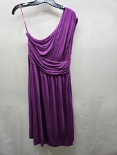 Ann Taylor Loft Womens Fuschia One Shoulder Dress Sz 8 Knit Fit Flare