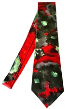 Countess Mara Men’s Handmade 100% Silk Neck Tie Black Multi Abstract Emboss NWOT