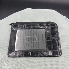 Identity Stronghold ID Holder Embossed Black Leather Credit Card RFID Protection