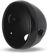 Gloss Black Motorcycle Headlight Bucket Shell - Vintage Waterproof 5 3/4" 5.75"