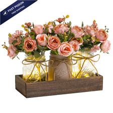 DUOER 3 Pcs Mason Jar Centerpiece Table Decorations for Dining Pink