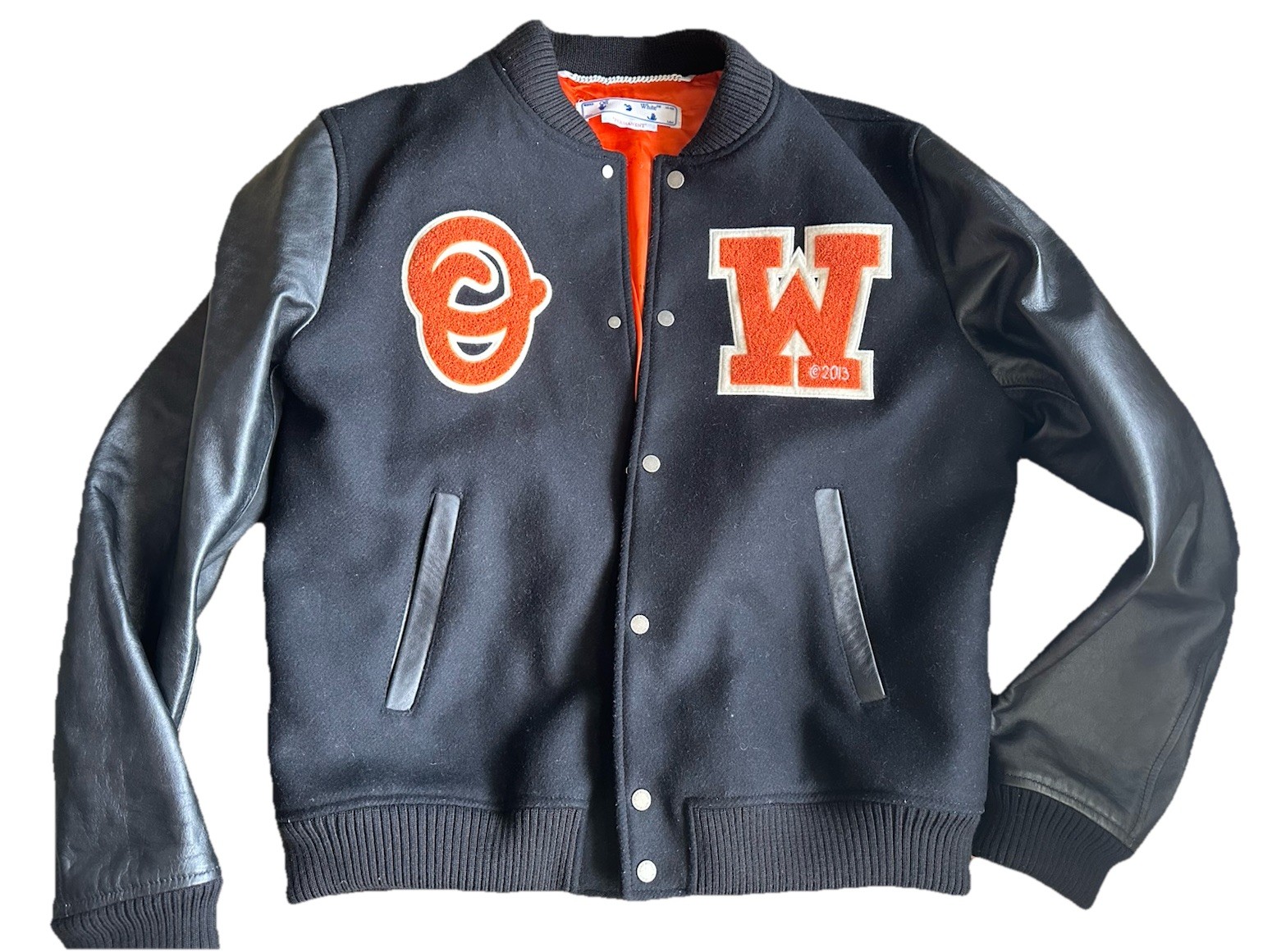 Off White Patchwork Varsity Letterman Jacket - image 2