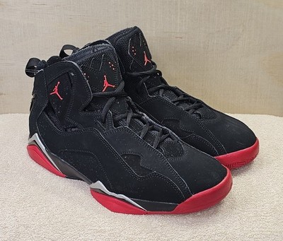 Jordan True Flight Black Gym Red Metallic Silver Sneakers 342964-062 Mens Size 8