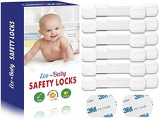 Eco-Baby Child Safety Strap Locks 12-Pack No Drilling for Fridge Cabinets Toilet