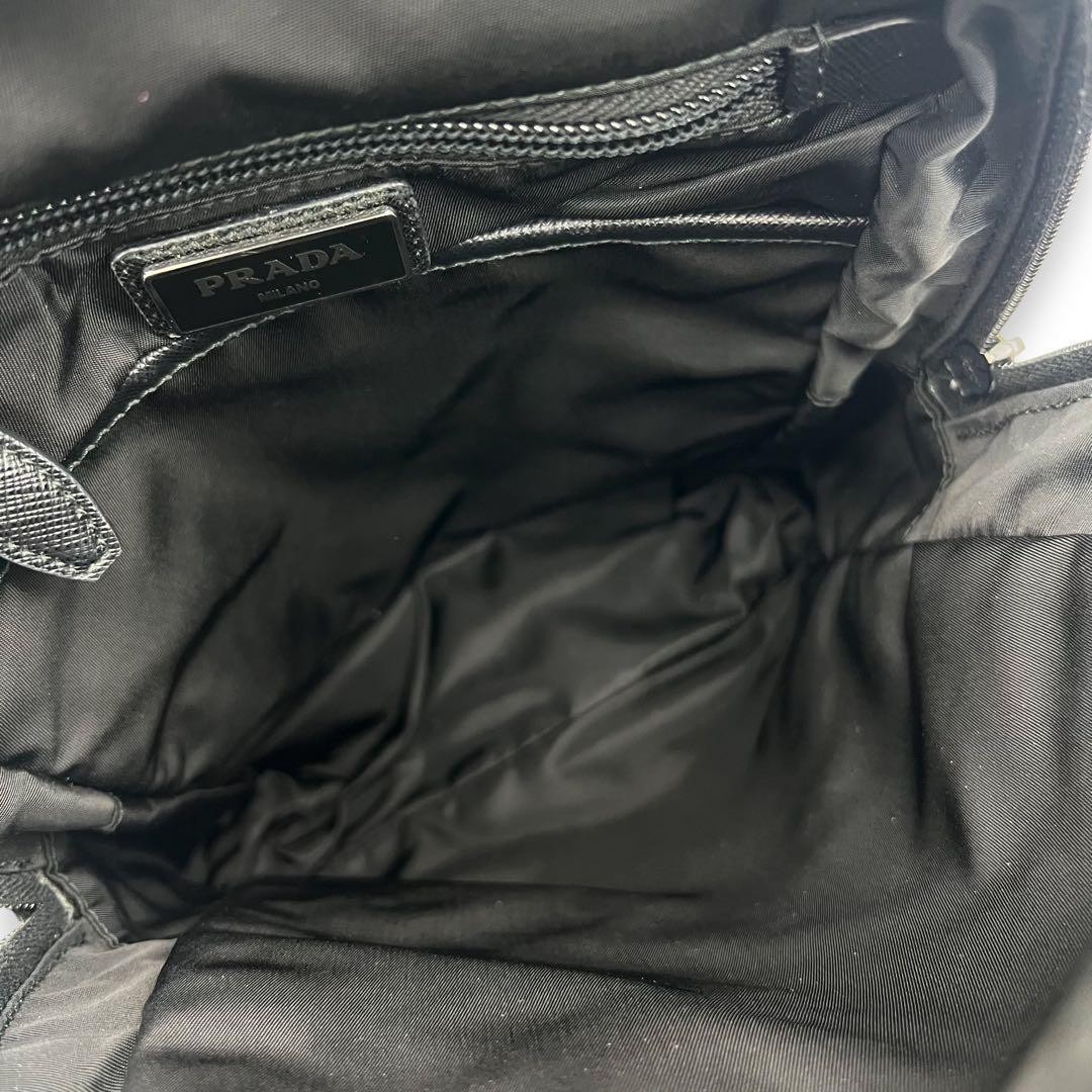 Condition PRADA Triangle Plate Nylon Leather Backpack Black 903 from japan thumbnail 6